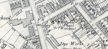 The Wesleyan Methodist chapel on a map of 1901